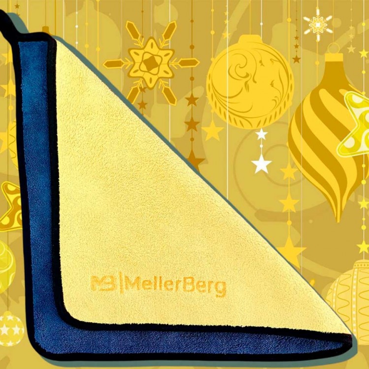 Автополотенце MellerBerg, Тряпка для сушки авто, 30 на 30 см, жёлтый. В подарок!